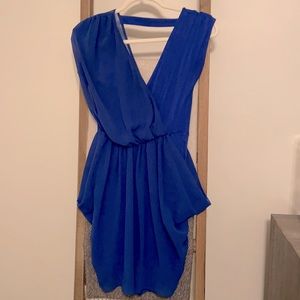 Bebe royal blue mixed fabrics dress